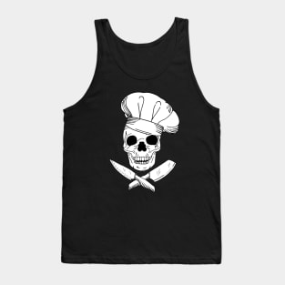 Skull Wearing Chef Hat and Crossed Kitchen Knives Tank Top